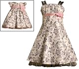 Bonnie Jean Girls 4-6X IVORY BLACK TOILE PRINT SHANTUNG FIT-N-FLARE Special Occasion Wedding Flower Girl Easter Birthday Party Dress