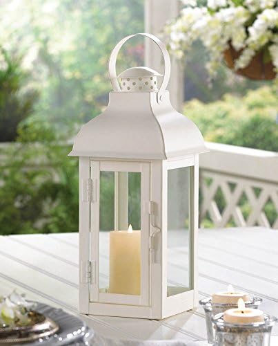 GHP 4-3/4"x4-3/4"x12-3/4" Set of 4 Wedding Centerpieces Decor White Gable Medium Candle Lantern