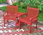 Acacia Wood Outdoor Corner Double Chair in Red (Red) (35"H x 62.25"W x 23.5"D)