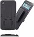 Stalion® Secure Holster & Belt Clip Combo for iPhone 4/4S (Black)[Lifetime Warranty] Locking Belt Swivel + Kickstand + Shockproof