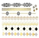 Premium Metallic Tattoos - 75+ Gold, Silver, Black Shimmer Designs. Temporary Fake Jewelry Tattoos By Terra Tattoos™ (Harmony Collection)