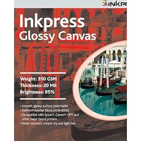 Buy Inkpress ACWG3640 Fine Art Glossy Canvas 350 GSM 36in. X 40ft. Roll by Inkpress now!