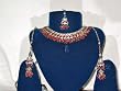 Necklace for Girl-fashion Jewelry Necklace Set and Earring in Antique Silver Finish and Red Color Stones (Brand New) Free Shipping