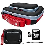 IMAGE OF Black Red Ultimate Smart Travel Organizer Hard Nylon Durable Cover Carrying Cube Case // Airport Check-Point-Friendly // For Dell Inspiron Mini 1012 Netbook Notebook 10.1 Inch Screen + Includes a 4GB Micro SD Card with SD Adaptor
