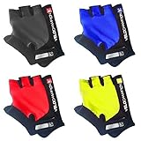 VeloChampion Summer Cycling Race Gloves - Fingerless Mitts with Pro Gel Palm available in Black, Blue, Red or Fluoro Yel