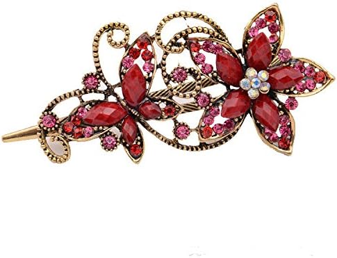 Lovely Vintage Jewelry Crystal Butterfly Flower Hairpins Hair stick - for hair Beauty Tools (Red)