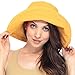 Simplicity Summer Solid Cotton Bucket Hat with Big Fold-Up Brim, Mango