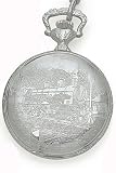 Euro Geneve Sterling Silver Pocket Watch .925 Designer Train Theme