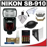 Nikon SB-910 AF Speedlight Flash with Batteries & Charger + Softbox + Reflector + Cleaning Kit for D3100, D5100, D7000, D700, D3s, D3x Digital SLR Cameras