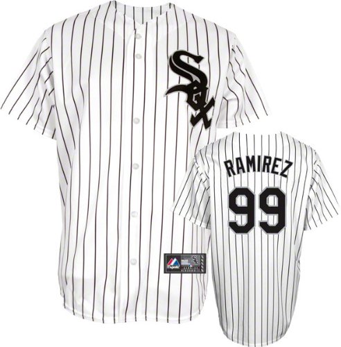 Manny Ramirez Jersey: Adult Majestic Home Pinstripe Replica #99 Chicago White Sox Jersey