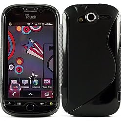 Black Protective Dual Texture Fusion Rubberized Silicone Skin Cover Case for HTC T Mobile MyTouch 4G