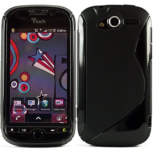 Black Protective Dual Texture Fusion Rubberized Silicone Skin Cover Case for HTC T Mobile MyTouch 4G