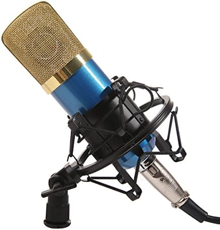 MeGooDo Condenser Microphone Sound Recording Dynamic + Mic Shock Mount, for radio broadcasting studio, voice-over sound studio, recording,ect(Blue)