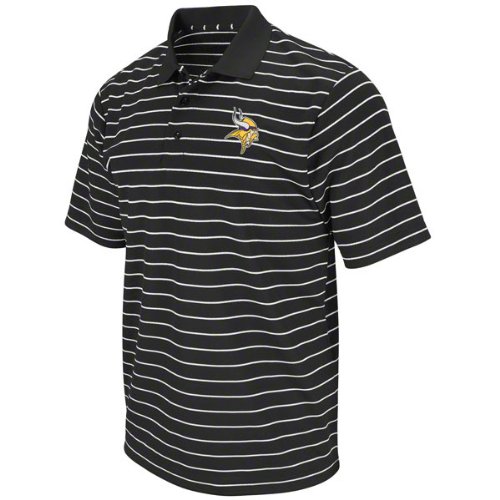 Minnesota Vikings Black Fanfare III Striped Performance Polo (X-Large)