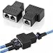RJ45 Splitter Connector Adapter, Wuedozue USB to RJ45 Port Dual Female 1 to 2 8P8C Ethernet Plug LAN Network Socket Adapter for Cat5, Cat5e, Cat6, Cat7 (Black)