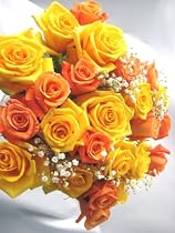 Bouquet of 24 Fresh Cut Yellow and Orange Roses