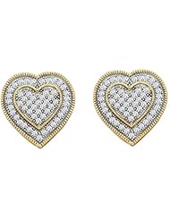 10K Yellow Gold 0.33CT Round Cut Diamond Heart Earring