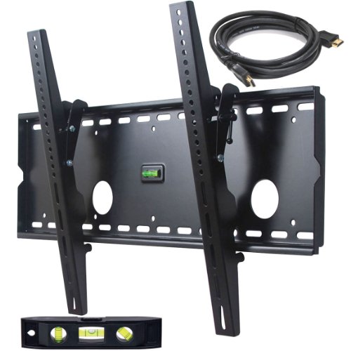 VideoSecu Tilt TV Wall Mount for Most 32-65 LCD LED Plasma TV Flat Screen, Sturdy Steel Wall Plate Free HDMI Cable and 6 Bubble Level M43