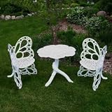 Flower House FHBFBSET-W Butterfly Bistro Set, White