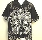 Dragonfly Clothing The Rising Shirt Black & White Skeleton on Motorcycle Shirt Med. - 3XL Size: Medium