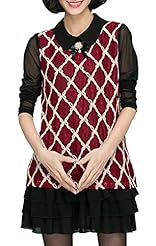 Tulle Plaid Print  Beaded Tiered Peplum Lace Long Sleeves Mini Dress  With a Bow(s)