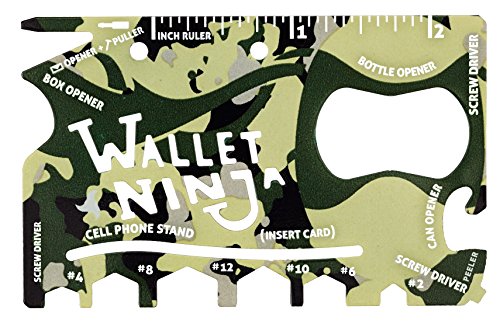 Wallet Ninja 18-in-1 Multi-purpose Credit Card Size Pocket Tool (Camo)