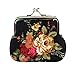 Mikey Store Women Lady Retro Vintage Flower Small Wallet Hasp Purse Clutch Bag (Black )