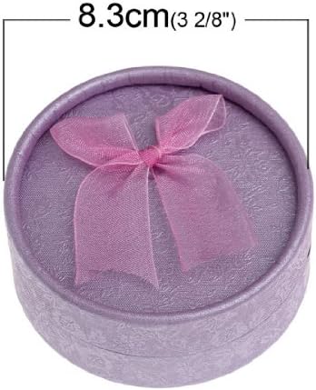 6pcs Jewelry Gift Boxes Ring Display Paper Round Purple 8.3cm Dia.