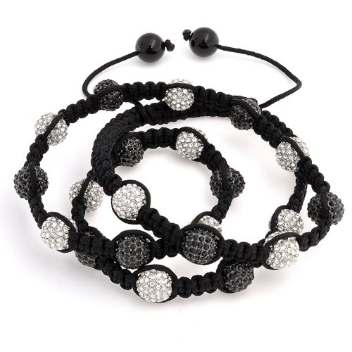 Bling Jewelry Hematite Clear Swarovski Crystal Balls Shamballa Necklace