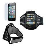 Premium Gray Sport mesh Armband + cLear screen Protector for Apple iphone 4G 4S 8GB 16GB 32GB