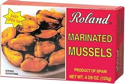 Roland Marinated Mussels, 4 3/8-Ounce Easy Open Cans (Pack of 5)