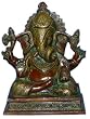 Hindu God Lord Ganesha Seated Over Chowki Brass Sculpture 6 Inch Freeshipping
