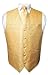 Covona Men's Solid GOLD Color Paisley Design Dress Vest NeckTie Set for Suit or Tuxedo