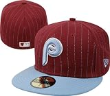 Philadelphia Phillies Fitted Hat: New Era 59FIFTY Cooperstown T Stripe 2 Fitted Hat