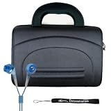 eBigValue: Black Protective Hard Nylon Carrying Case for Sony DVP-FX970 9-Inch Portable DVD Player + Includes a eBigValue Determination Hand Strap Key Chain + Includes a Crystal Clear High Quality HD Noise Filter Ear buds Earphones Headphones 3.5mm Jack (Blue)