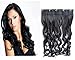 Beauty Wig World 23Inch 130gr One Piece 3/4 Full Head Curly Wave Clips in on Synthetic Hair Extensions Hairpiece Color#1