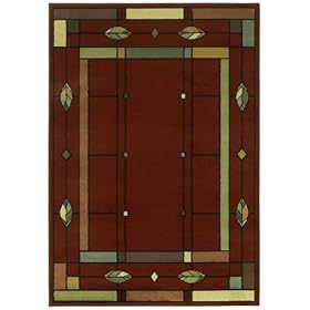Shaw Area Rugs: Phillip Crowe Timber Creek Rug: Mission Leaf Scarlet Red 08800: 9'3x12'11... by Shaw Rugs