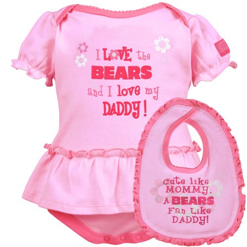 NFL Infant/Toddler Girls' Chicago Bears Skirted Bodysuit & Bib Set (Team Color, 6-9M)