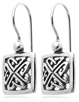 Sterling Silver Celtic Design Square Dangle Earrings