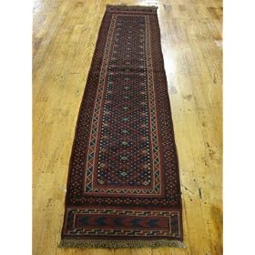 2'1 x 9'2 Navy Blue Hand Knotted Wool Sumak Runner Rug