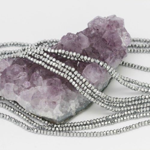 100 pcs 3x2mm Chinese Crystal Glass Beads Faceted Rondelle Metallic Silver