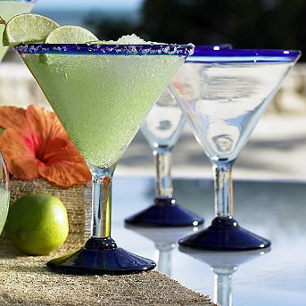 Set of Four Recycled Margarita Glasses - Cobalt Blue - Frontgate Set of Four Recycled Margarita Glasses - Cobalt Blue - Frontgate