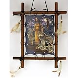 Framed Indian MAIDEN W  WOLVES Picture Native American Art 9 x 11 (including frame)... by 