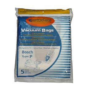 15 Bosch Allergy TYPE P Bags, Premium, Ergomaxx, Megafilt, Super Tex Vacuum Cleaners, BBZ52AFP1U, BO-BBZ52AFP2U, 462586
