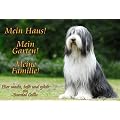 Metall-Warnschild Bearded Collie