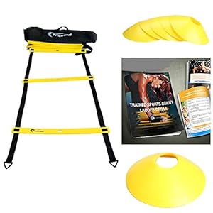 Agility Ladder, 6 Free Sports Cones, Free Agility Drills Ebook, Carry Case, Lifetime Guarantee. Agility Ladder Drills Increase Acceleration. Great for All Sports, All ages, Use For Warm Ups Or Warm Downs. Agility Ladder Training, Great Agility Ladder For Serious Athletes.