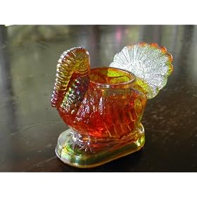 Marigold Carnival Glass Turkey Toothpick Holder