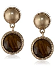 NINE WEST VINTAGE AMERICA "Gypset" Gold-Tone Brown Drop Earrings
