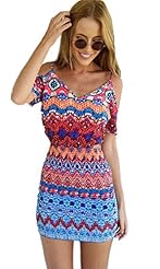 Off the Shoulder Above the Knee General Print Party Dress/Wedding Dress 