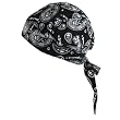 Fitted Bandana Du Rag Scarf Wrap Headwrap Paisley Black